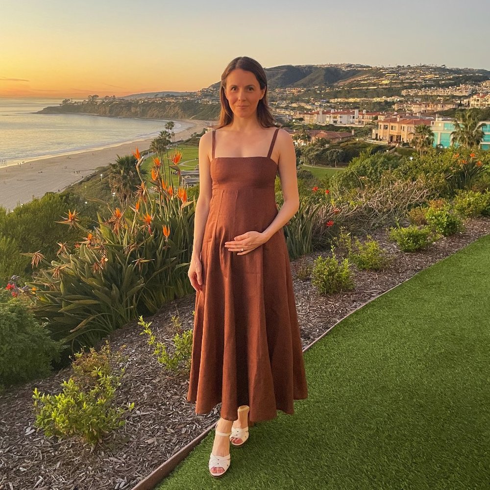 Dissh Linen Midi Dress in Chocolate Brown